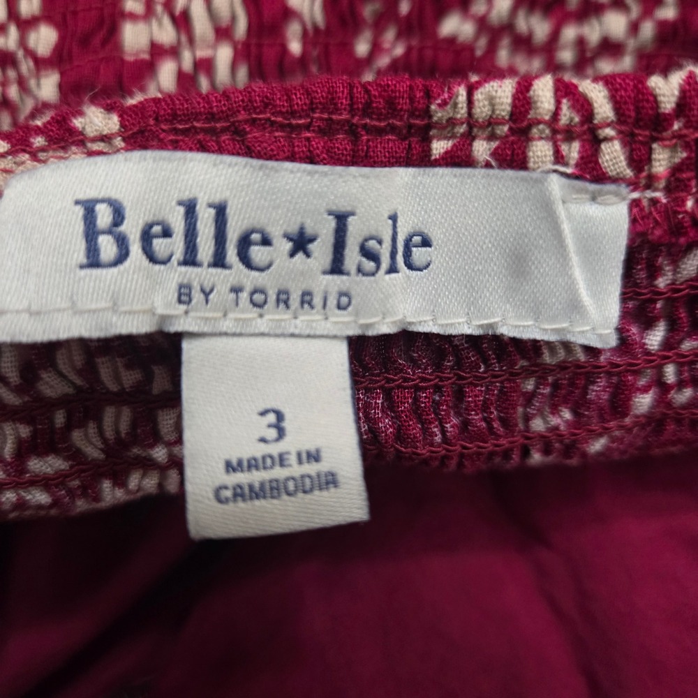 Belle Isle by Torrid Linen Blend Maxi Dress Size 3X Tiered Smocked Euro Summer - Picture 4 of 12